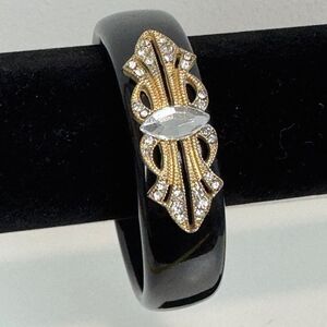 Vintage Black Rhinestone Bangle Bracelet